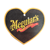 Ett dofthjärta med gul Meguiar's logga mot svert bakgrund