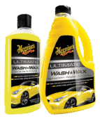 Gult bilschampo i olika storlekar
